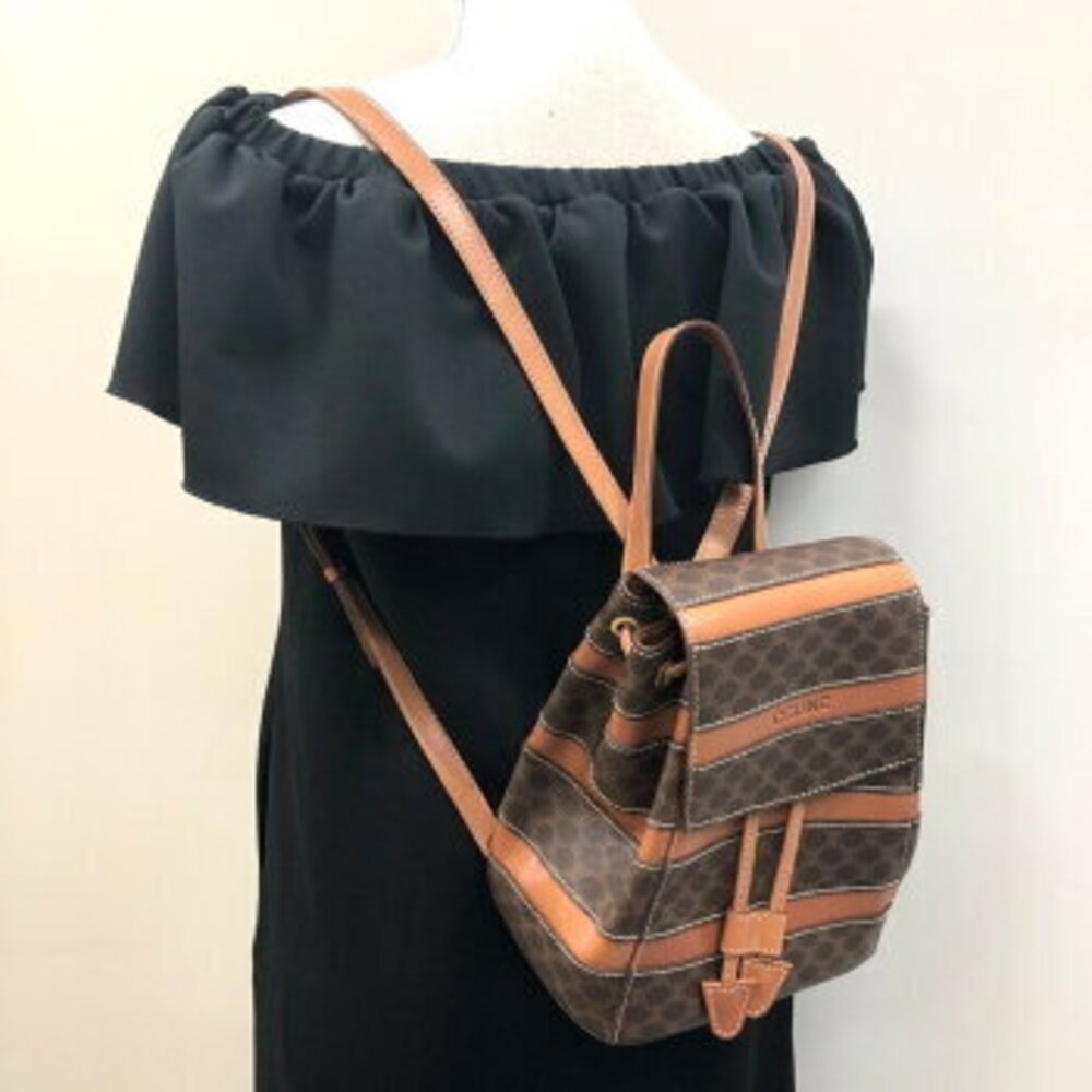 Celine Brown Macadam Border Backpack - Picture 7 of 8